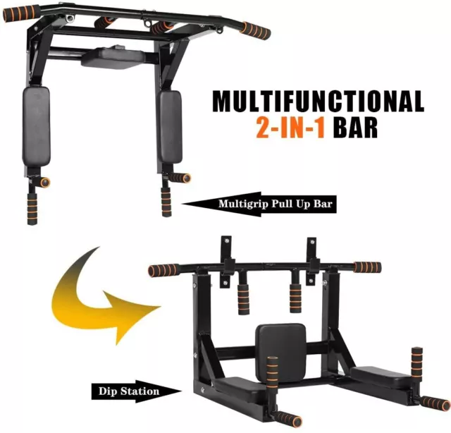 "Pull Up Bar Wandmontage Station Heim Fitnessstudio Fitness Chinning Eisen Halterung ""AJX UK" 2