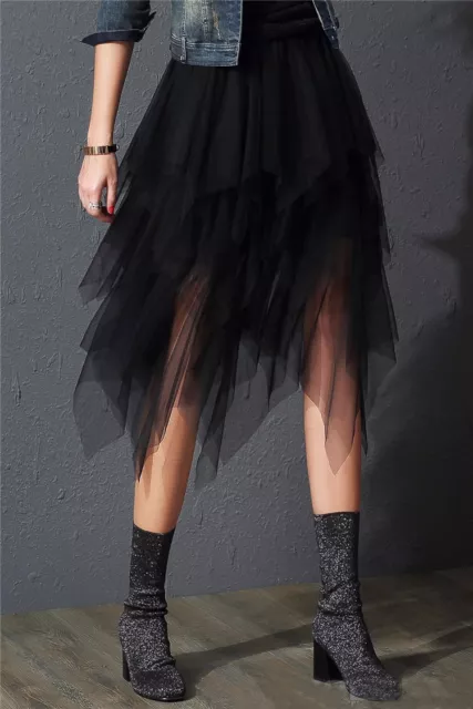 Gonna in tulle asimmetrica midi GOTHIC TUTU tulle multilayer asymmetric skirt IT