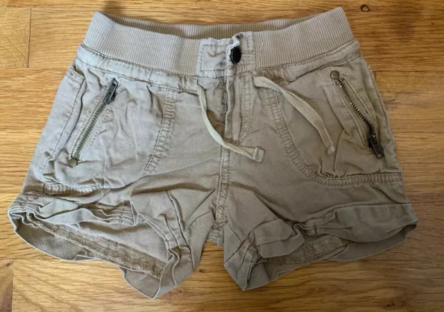 Zara Kids Cargo Shorts Tan Camel Beige Toddler Girls sz 2-3 Years 2T-3T EUC