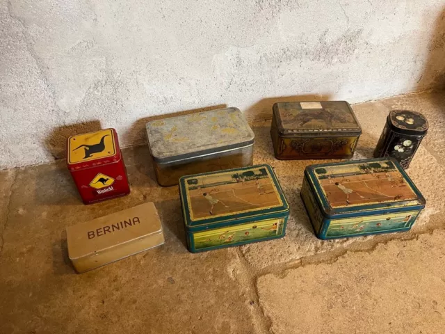 Lot de boites en tôle anciennes 1920-1970 collection vintage