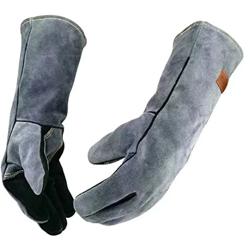 16 Inches,932℉,Leather Forge Welding Gloves, Heat/Fire Resistant,Mitts f...