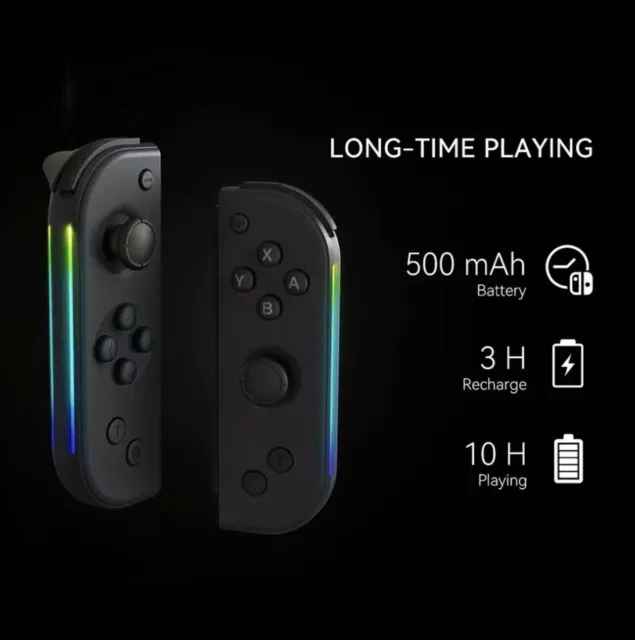 Pair of Gray Joy-con with Integrated Colorful LED Wireless Switch/LITE/OLED NEW 3