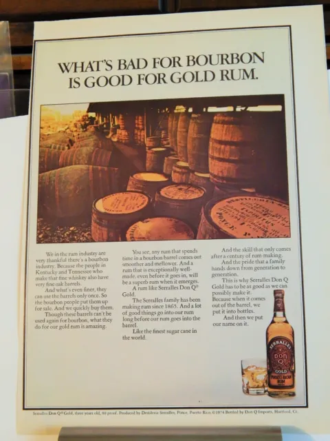 Serralles Don Q Puerto Rican Rum  Original Vtg 1975 Photo Ad, Collectible