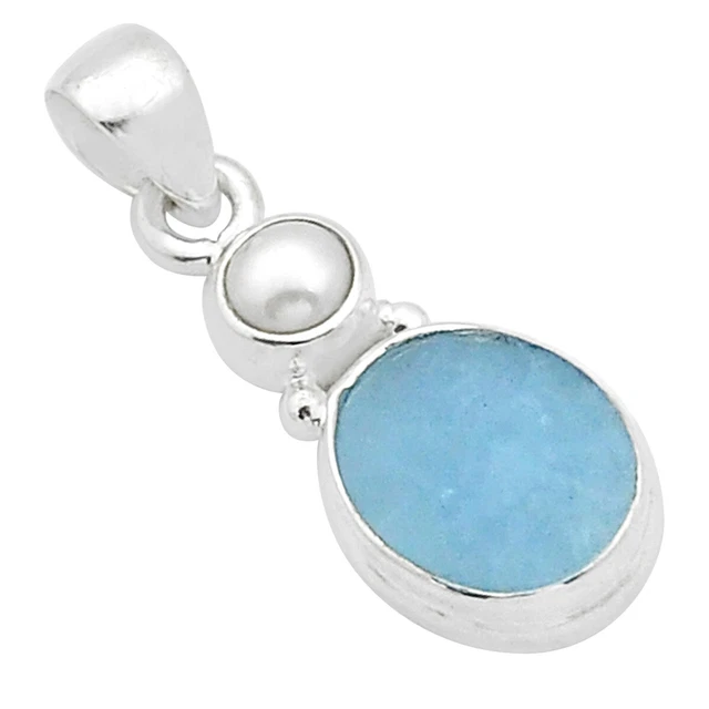 Wholesale Offers 5.43cts Checker Cut Natural Aquamarine Pearl Pendant U69542