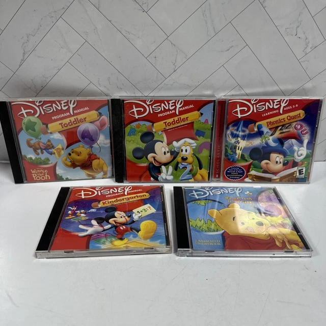 LOT OF 5 Disney PC Learning Games Phonics Quest, Mickey Mouse & Pooh ...