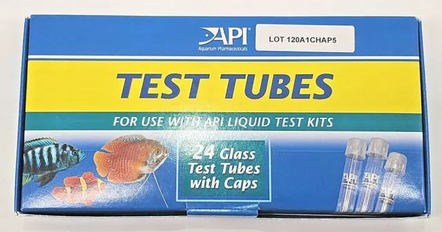 API Test Tubes 24 Glass Vials with Plastic Snap Top Caps Replacement Test Tubes