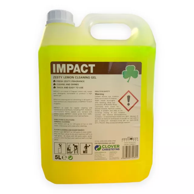 5L Impact Lemon Cleaning Gel Concentrated Low Foam Soap Heavy Duty Floor Cleaner