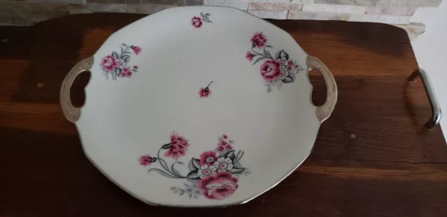 plat à tarte porcelaine de limoges Jean Boyer décor de roses