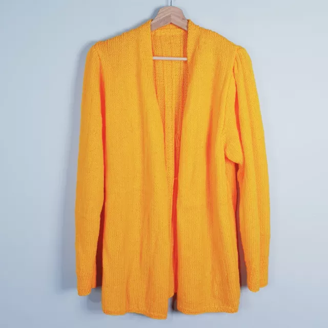 HANDMADE / Handknitted Womens Size L or 14 Dark yellow Knit Cardigan