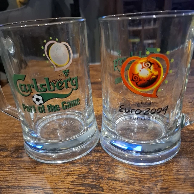 CARLSBERG EURO 2004 Portugal 0,5L Beer Pint Glass, Embossed Soccer