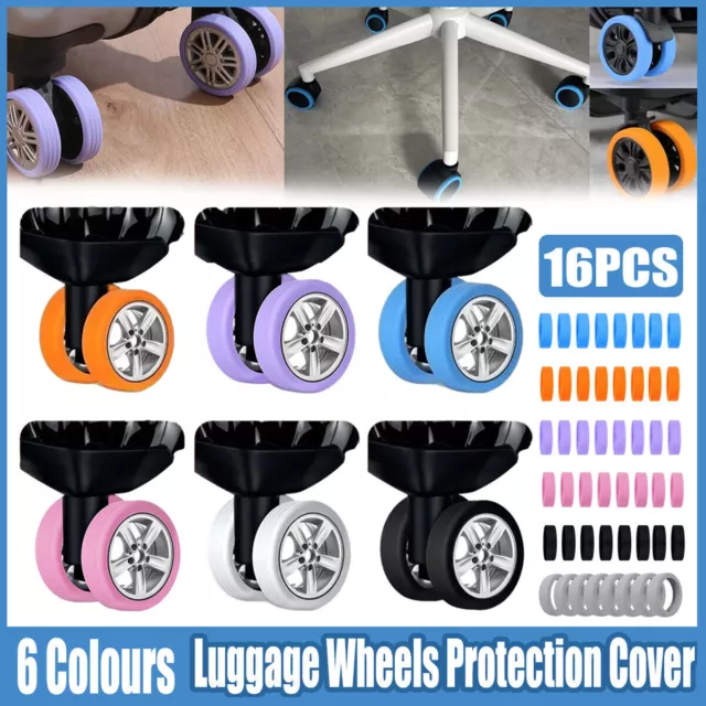 16 PCS Silicone Luggage Wheels Cover Caster Shoes Wheel Protector for Luggage