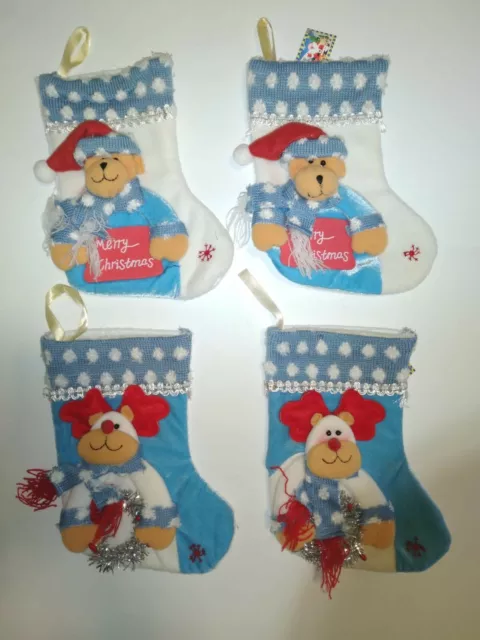 Lotto stock 4 calza befana nuove in panno lenci con peluche renna orso art. 1404