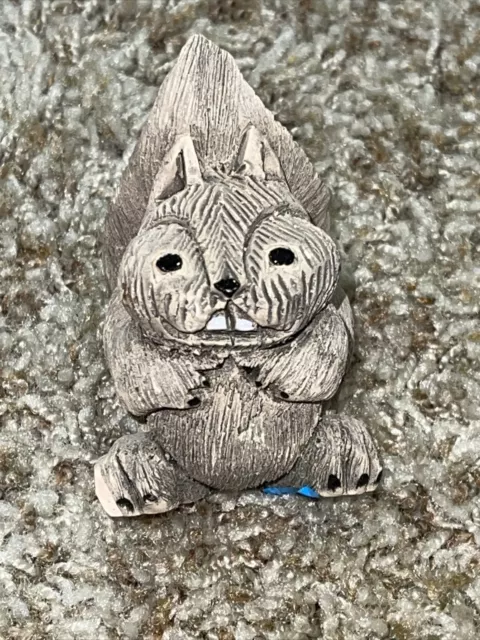 Artesania Rinconada Gray Squirrel Hand Carved Clay Figure made in Uruguay