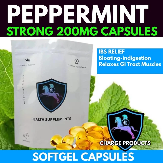 PEPPERMINT OIL SOFTGELS 200mg Capsules Tablets Relief Stomach Bloating