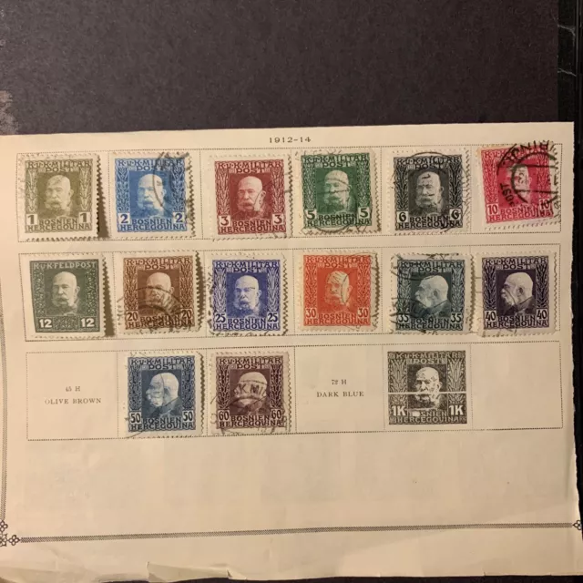 M3/17 Bosnia Stamps 1912 Nice Short Set Of 14 Mostly Used Hinged A Great Coll