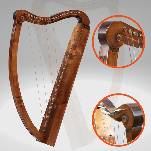 24 Strings Levers Irish Celtic Harp Solid Rosewood Hand Made Bag Tuning Key A++