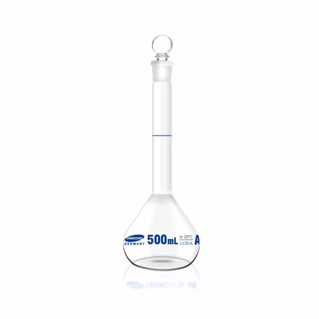 Omsons Glassware | Volumetric Flask | Class A | 500ml | Pack of 1 |