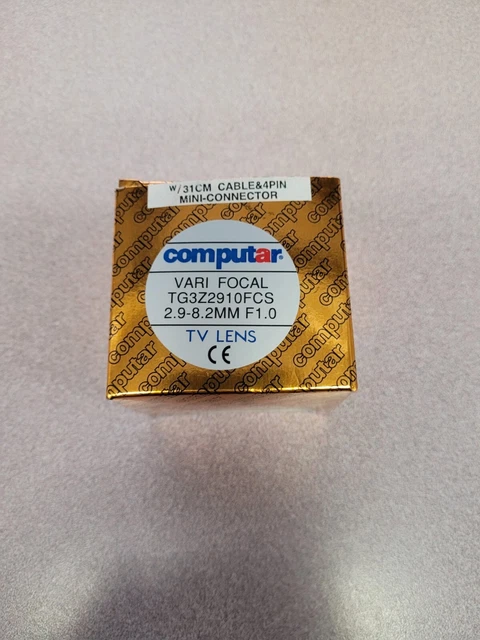 Computar Vari Focal TG3Z2910FCS 2.9-8.2mm F1.0 Lens w/ Cable & Connector -NEW