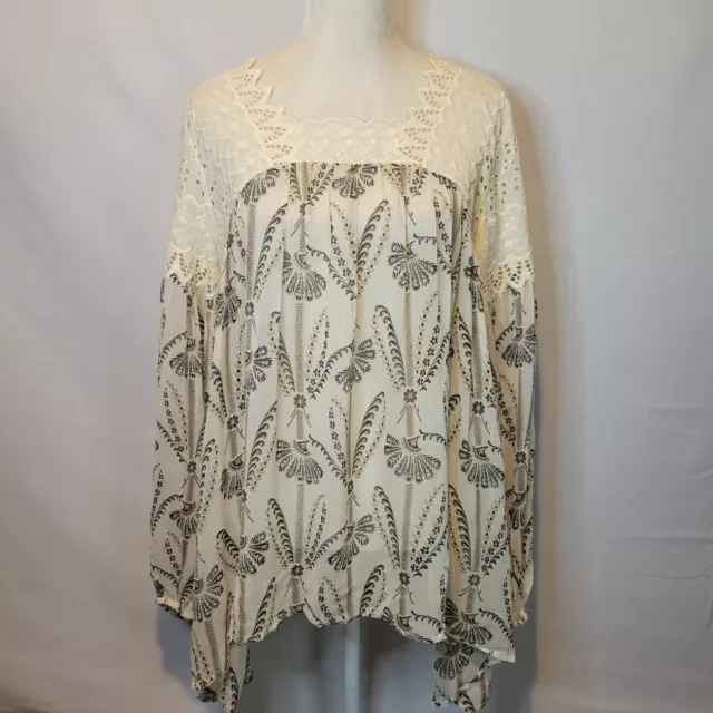 Anthropologie Floreat Cantana Peasant Blouse Size 12 Embroidered  Ivory