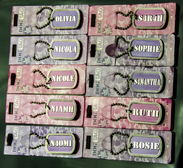 Personalised  Girls Name Tags Necklace Keyring Bag Charm Chain Pendant Dog Tag