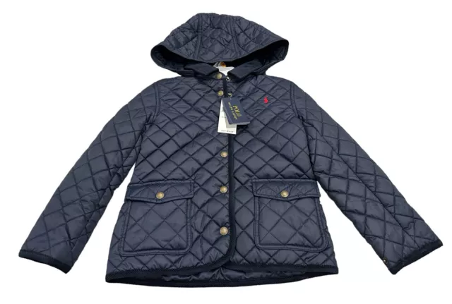 NEW Polo Ralph Lauren Girls Quilted Barn Jacket Navy Blue Size 6 NWT FREE Ship