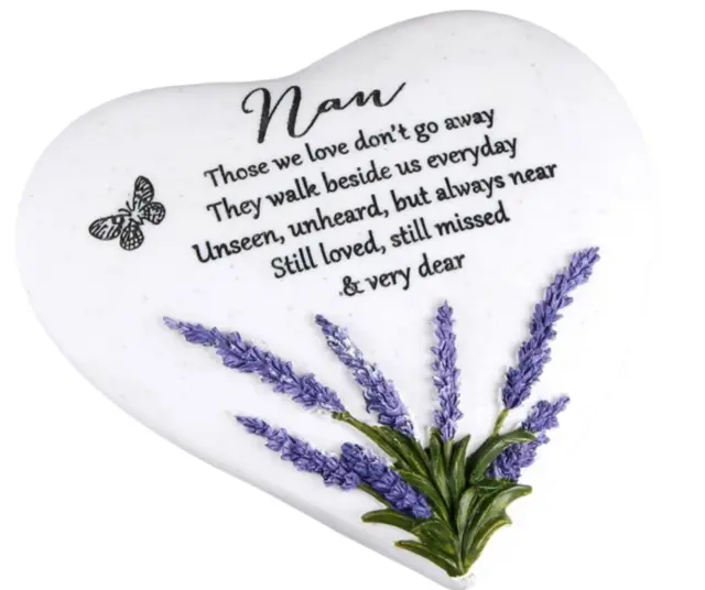 Nan Graveside Thoughts of You Lavender Heart Stone | Memorial Plaque | Ornament