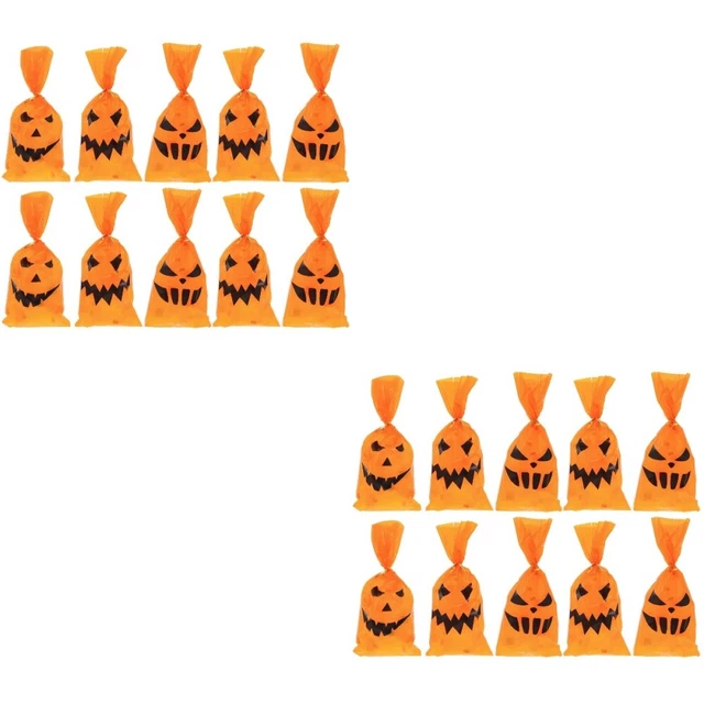 200 un. bolsas de embalaje de dulces Halloween bolsas de celofán de bolsillo plano de Halloween bolsas de bolsillo