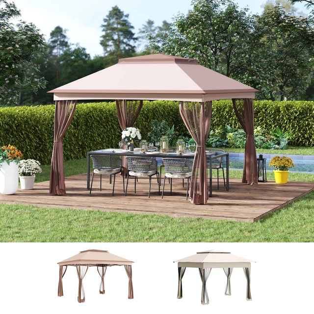 Outsunny Faltpavillon Pavillon Gartenzelt mit Seitenwänden Pop-up-Zelt