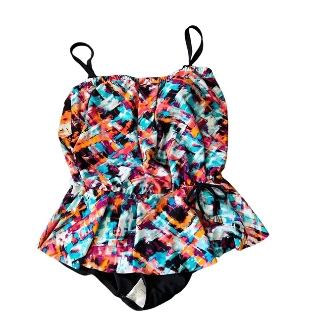 Rose Marie Reid Size 10  Multicolored Swim Dress Women's One Piece Swimsuit