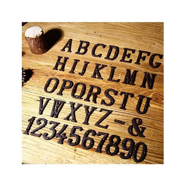 House Door Alphabet Letters and Numbers Signs Cast Wrought Iron Black Antique