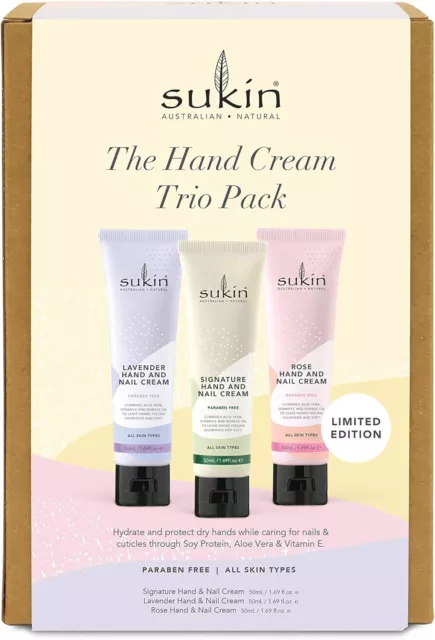 Sukin the Hand Trio Pack Nail Cuticle Treatment Creams Care Beauty Skin Gift Set