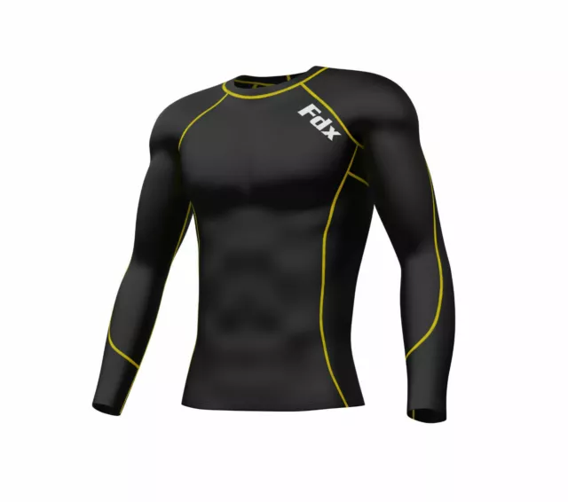 FDX Mens Compression Armour Base Layer Top Long Sleeve Thermal Multi Sport Shirt