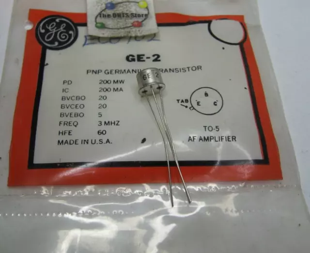 GE-2 General Electric GE PNP Germanium Transistor - NOS Qty 1