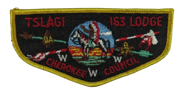Tslagi Lodge 163 Cherokee Council NC S1 Flap Yellow Bdr (E8646)