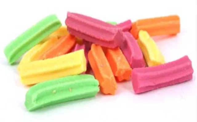 6kg MINI FRUIT STICKS PINK ORANGE GREEN YELLOW MUSK RAINBOW BULK LOLLIES CANDY