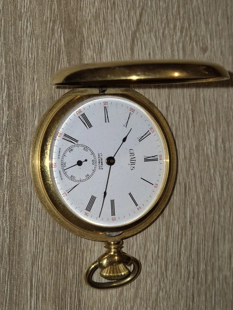 VINTAGE GRADUS GOLD Plated HALF HUNTER Swiss POCKET WATCH Incabloc 17 JEWELS 125.00 PicClick UK