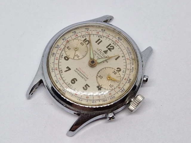 Cadran Chrono Swiss Pour Landeron 48 - 34 Mm - Neuf Sans étiquette - Argent