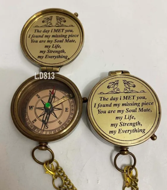 Antique Pocket Engraved Handmade 2" Compass Best for Dad/Father's Birthday Gif