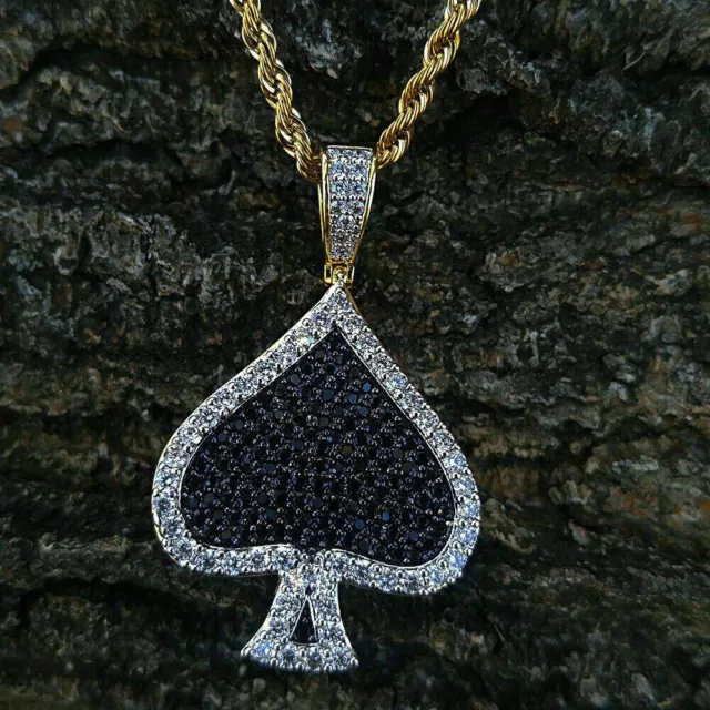 2.00 Ct Round Cut Lab Created Black Diamond Men's Pendant 14k Yellow Gold Finish