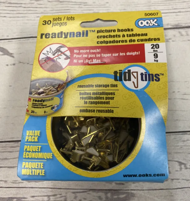 OOK 50607 20 lbs. ReadyNail Brass Plated Conventional Tidy Tins Hook