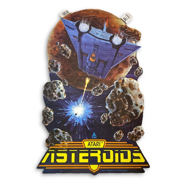 1982 Atari Asteroids 2-Sided Advertising Store Video Game Display Diecut Poster