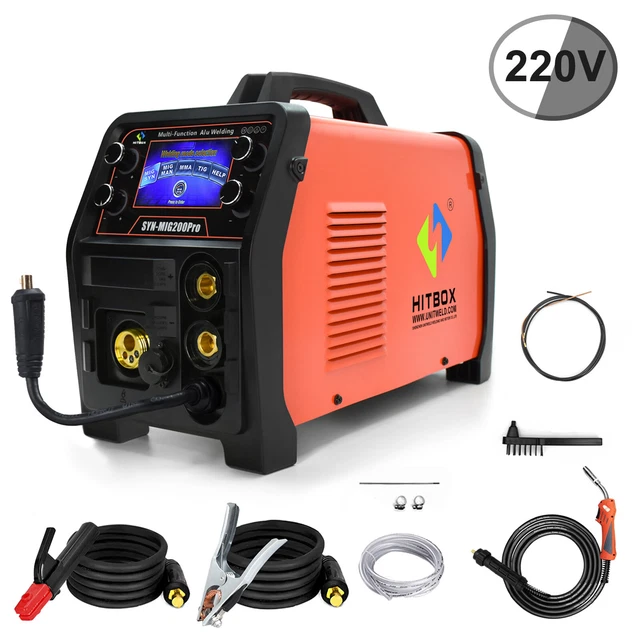HITBOX 4IN1 MIG/TIG/STICK Arc Combo Welder Weld Aluminum 200A 220V ...