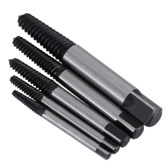 Premium 5pcs Broken Bolt Remover Set with Drill Bits Easy Screw Extraction