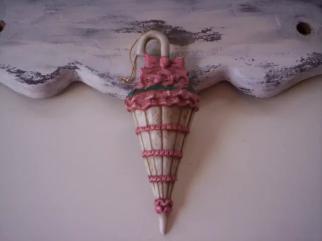 Keepsake ceramic ornament/Porcelain ornament/Vintage ceramic umbrella ornament