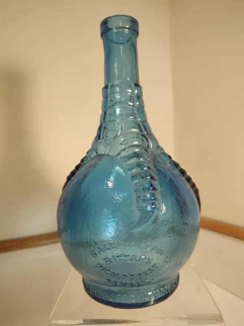 Blue Ball & Claw Bitters Glass Decor Collectible Bottle Wheaton Replica Blue Ball & Claw Bitters Glass Decor Collectible Bottle Wheaton Replica