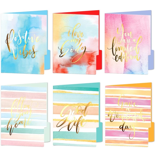 Gold Foil Decorative File Folders Letter Size-12 Pack Watercolor File Folders