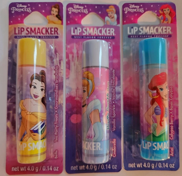 LIP SMACKER Lip Balm DISNEY PRINCESS Belle Ariel Cinderella SET OF 3 #40123