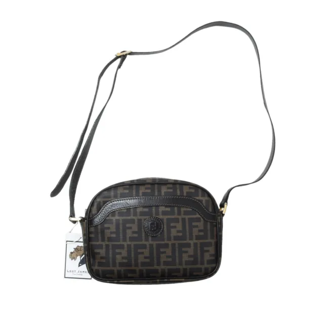 FENDI Vintage Crossbody Handtasche Bag Purse ZUCCA FF Made in Italy Schwarz Blac