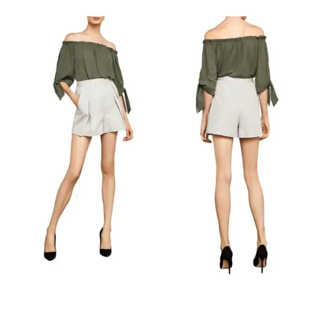 New with Tags BCBG Max Azria Skort Pleated Cotton Shorts Tan Beige XXS 2XS