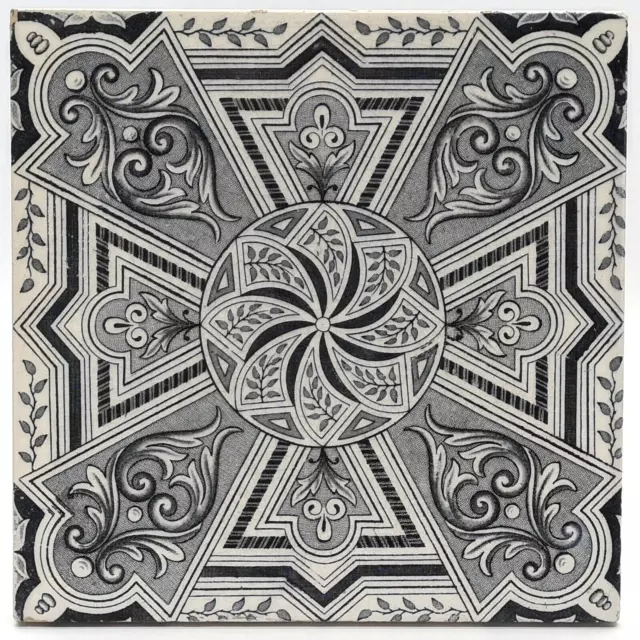 Antique Fireplace Tile Aesthetic Design Transfer Printed T.R Boote C1885 AE1